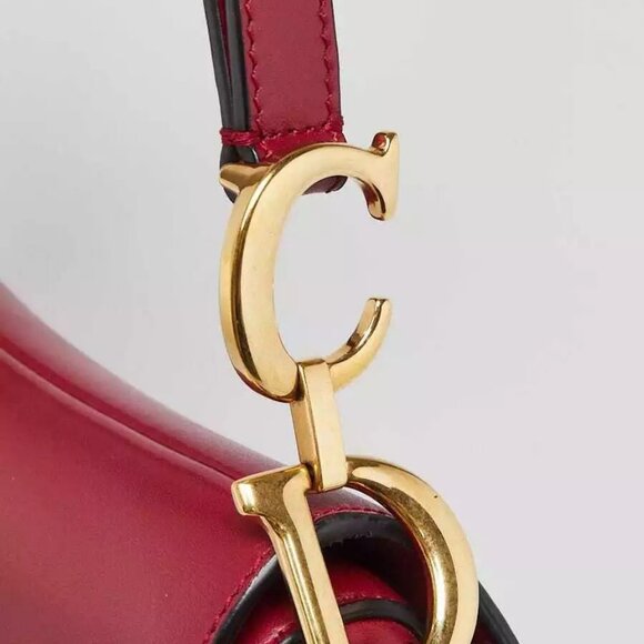 Christian Dior Red Smooth Leather Mini Saddle Bag - Picture 7 of 10